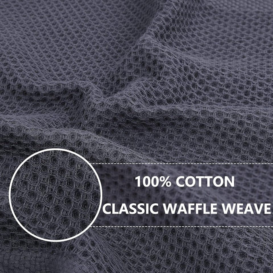 Homaxy 100% Cotton Waffle Weave Kitchen Dish Cloths, Ultra Soft Absorbent Quick Drying Dish Towels, 12 x 12 Inches, 6-Pack, Dark Grey