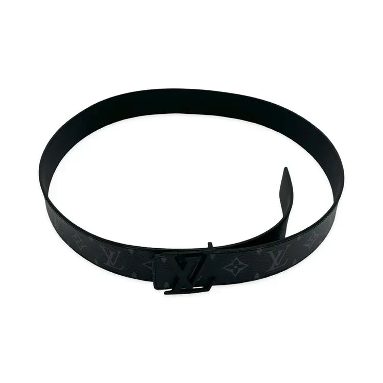 Louis Vuitton Monogram Eclipse Reversible Initials Black Leather Belt