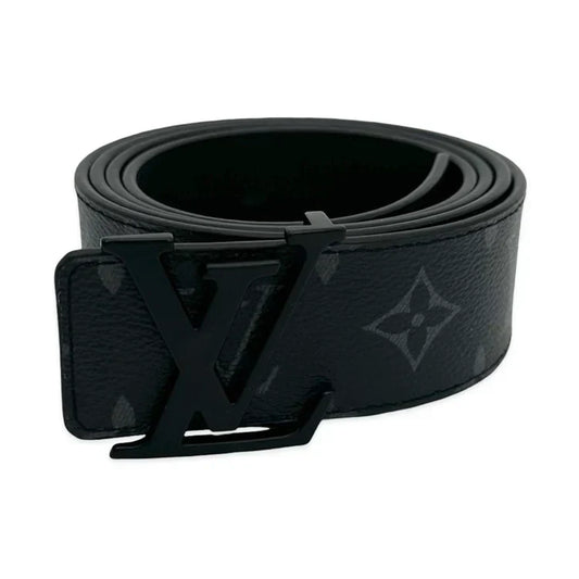 Louis Vuitton Monogram Eclipse Reversible Initials Black Leather Belt