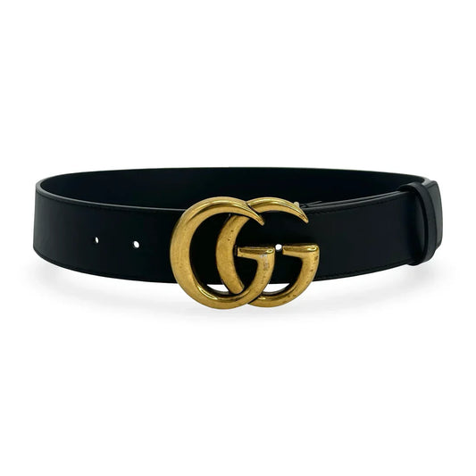 GUCCI- Leather GG Marmont Wide Belt