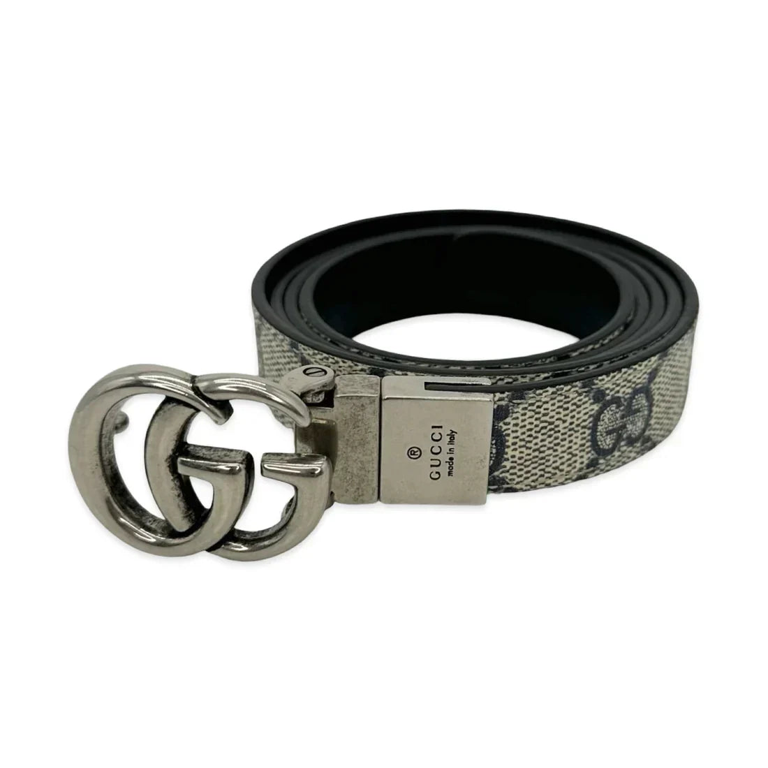 Gucci - GG Supreme Thin Reversible Marmont Belt