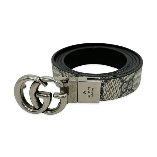 Gucci - GG Supreme Thin Reversible Marmont Belt