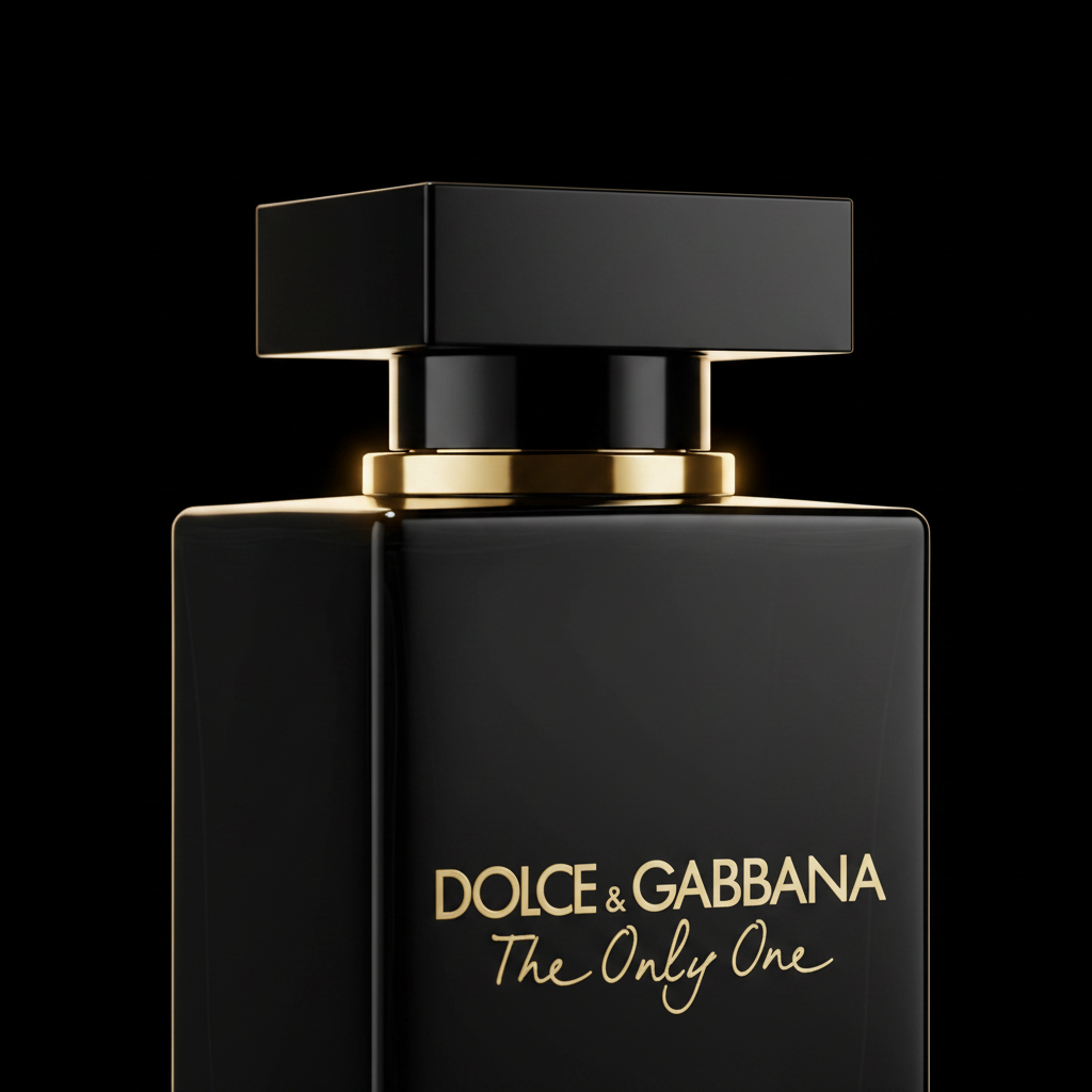 Close-up of Dolce & Gabbana The Only One glossy black glass and gold collar