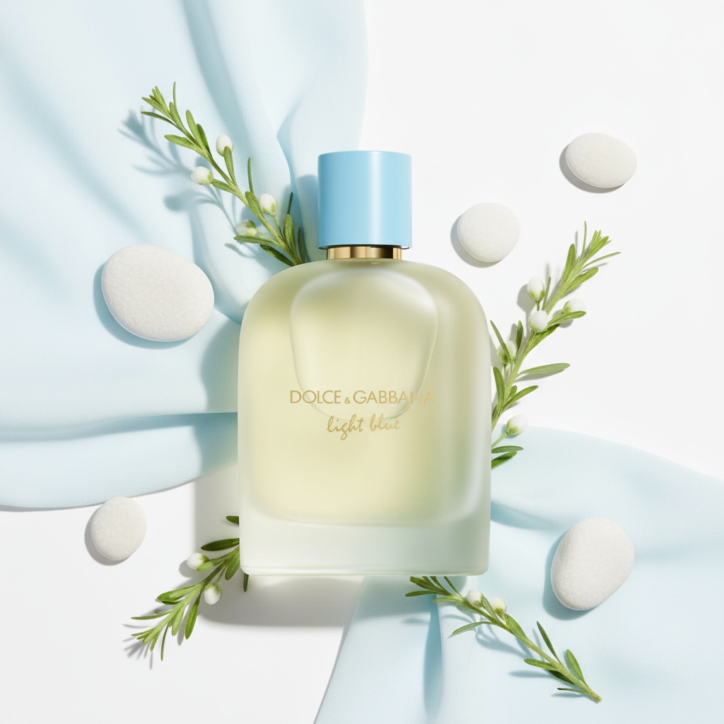 Light Blue Flat Lay White Background