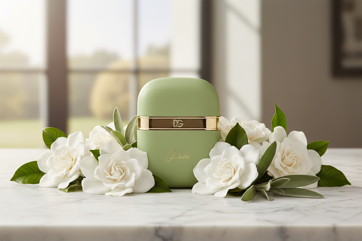 Dolce Compact with Gardenias on Marble